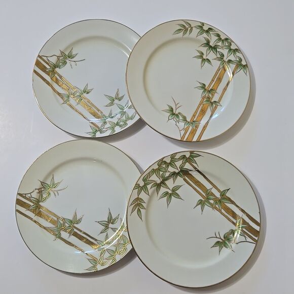 Hand Painted Bambo Plates Occupied Japan Set of 4 Mame-Zara Appetizer Dessert - Picture 16 of 16